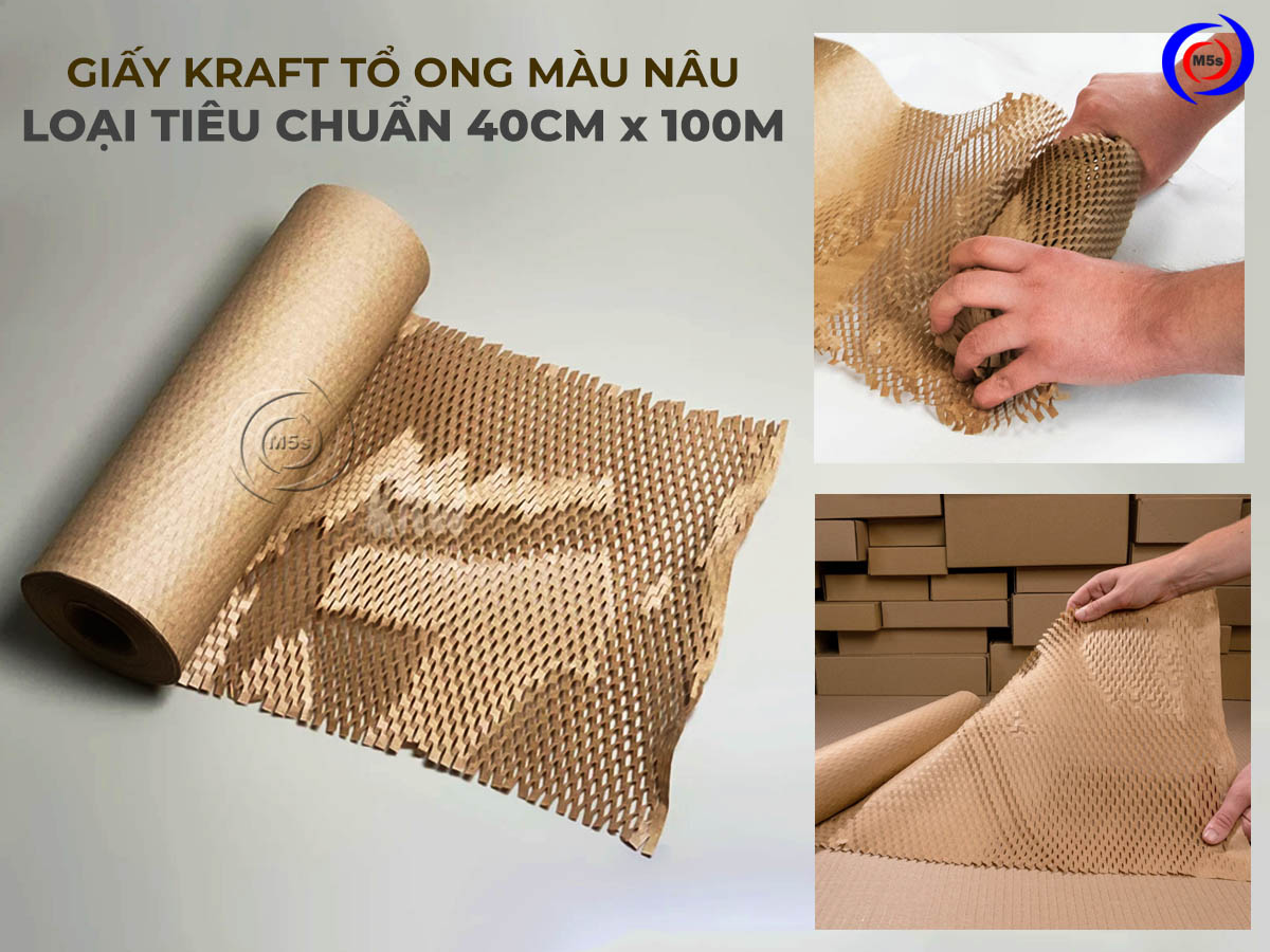 Giấy tổ ong gói hàng màu nâu kraft GKT-410