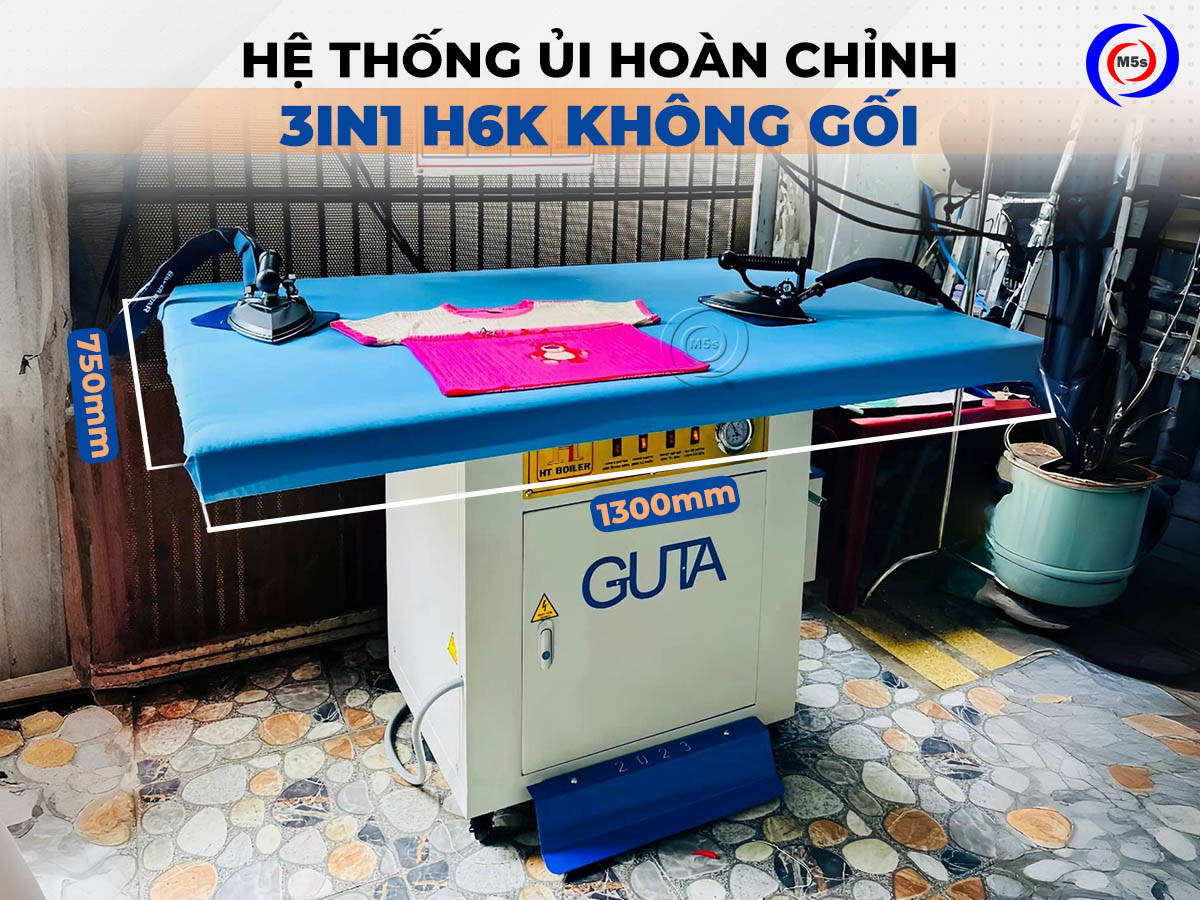 cấu tạo hệ thống ủi hơi hoàn chỉnh 3in1 6kW loại không gối