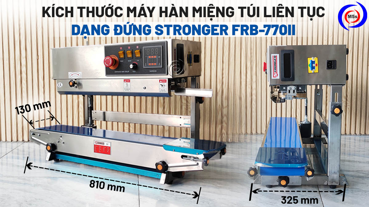 Hình kích thước máy hàn miệng túi liên tục dạng đứng STRONGER frb-770ii