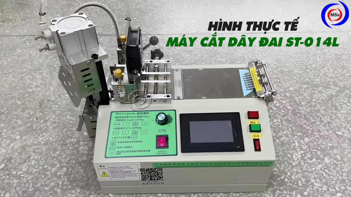 Hình thực tế máy cắt dây đai nhiệt st-014l
