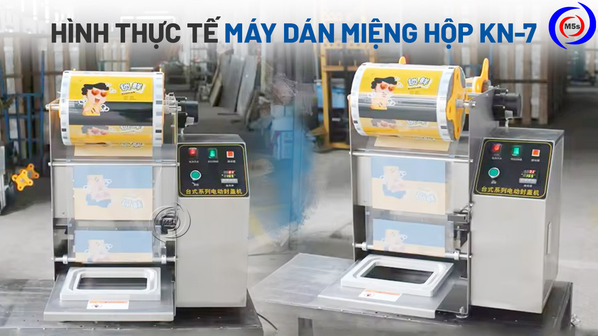 Hình thực tế máy dán miệng hộp KN-7