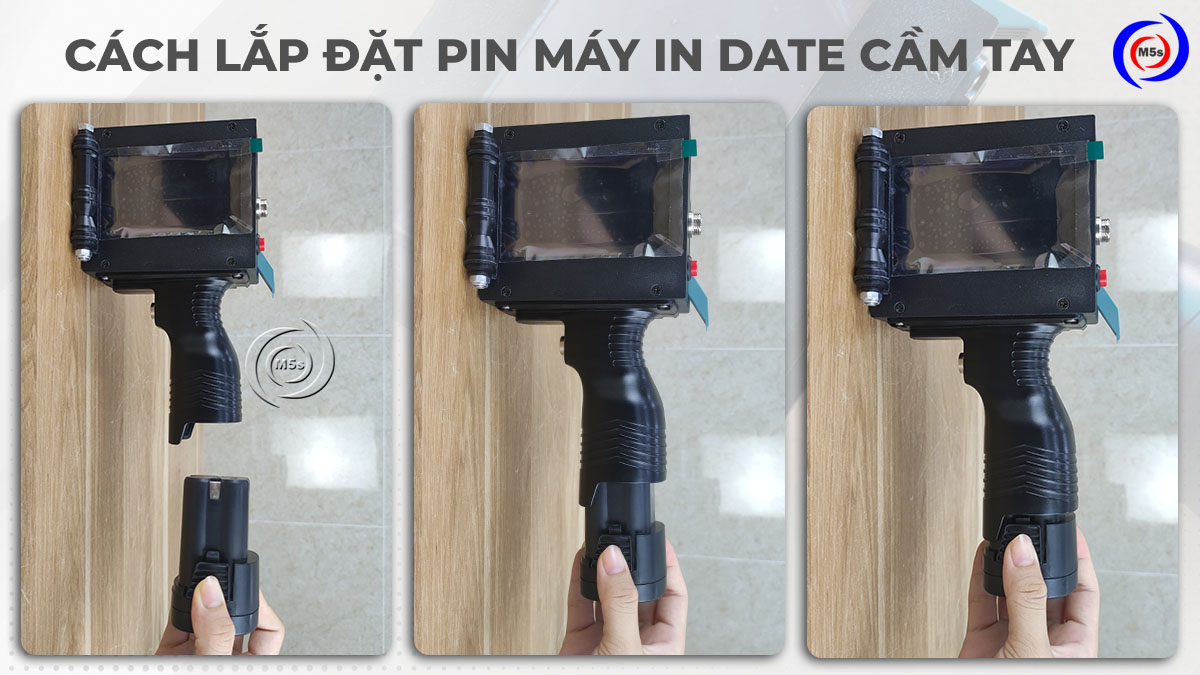 Cách lắp đặt pin máy in date cầm tay
