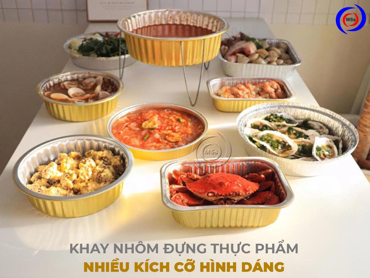 khay nhôm đựng thức ăn nhiều kích cỡ
