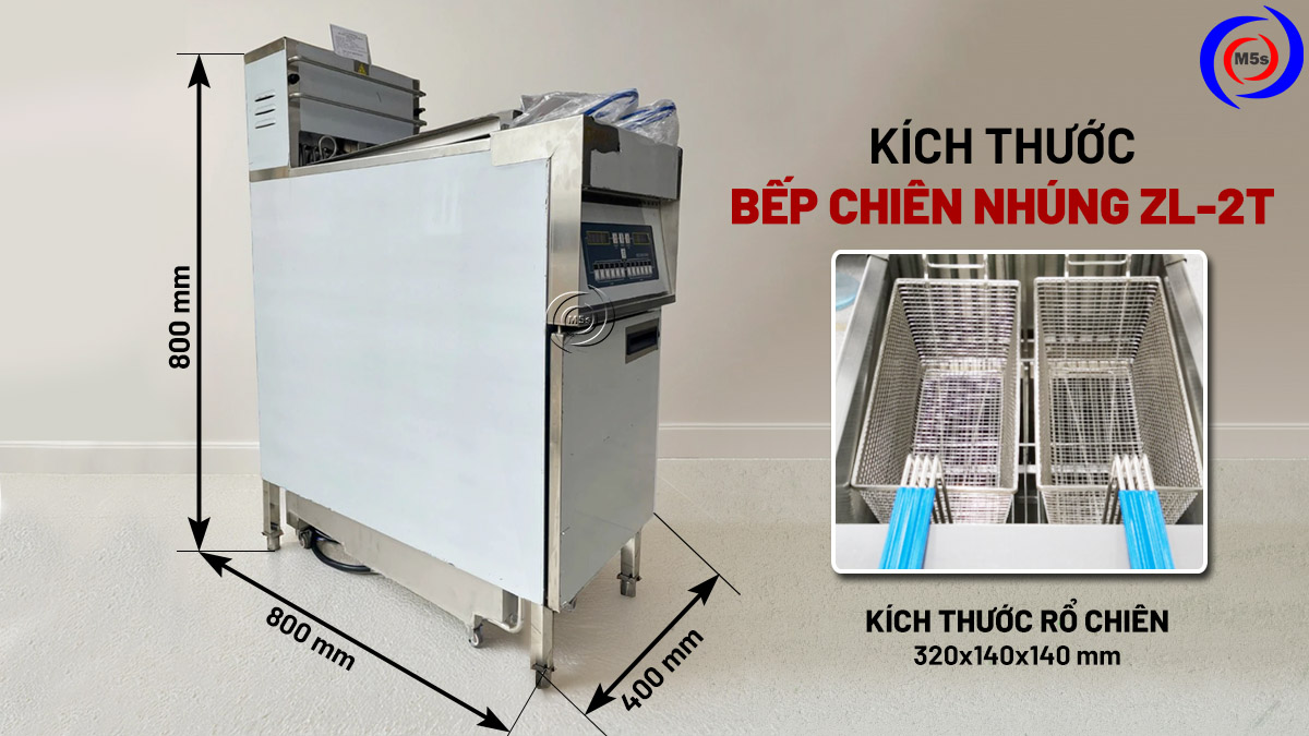kích thước bếp chiên nhúng ZL-2T kích thước bếp chiên nhúng ZL-2T