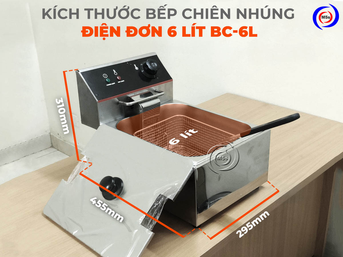 kích thước bếp chiên nhúng BC-6L
