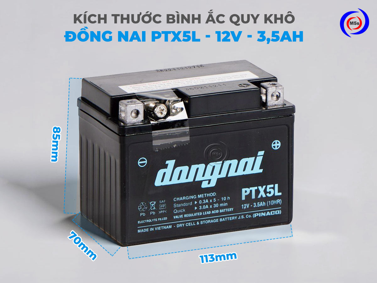 kích thước bình ắc quy khô đồng nai PTX5L kích thước bình ắc quy khô đồng nai PTX5L