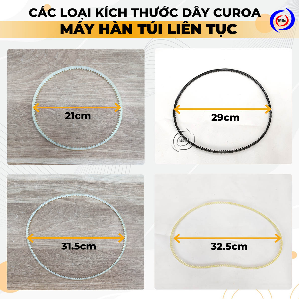Kích thước dây curoa máy hàn miệng túi liên tục