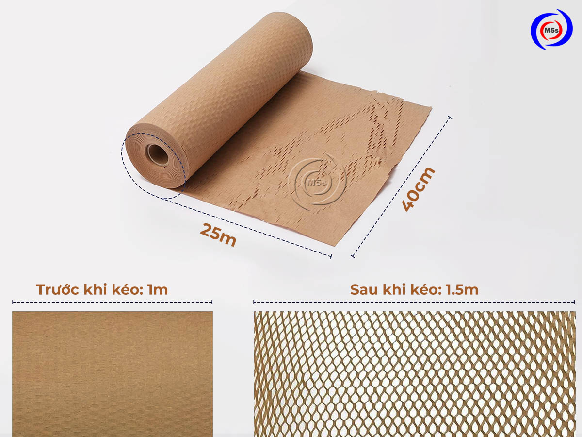 Kích thước giấy kraft tổ ong gói hàng màu nâu GKT-425