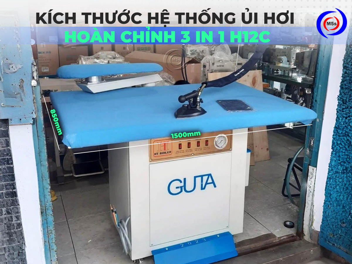 Kích thước hệ thống ủi hơi công nghiệp H12C
