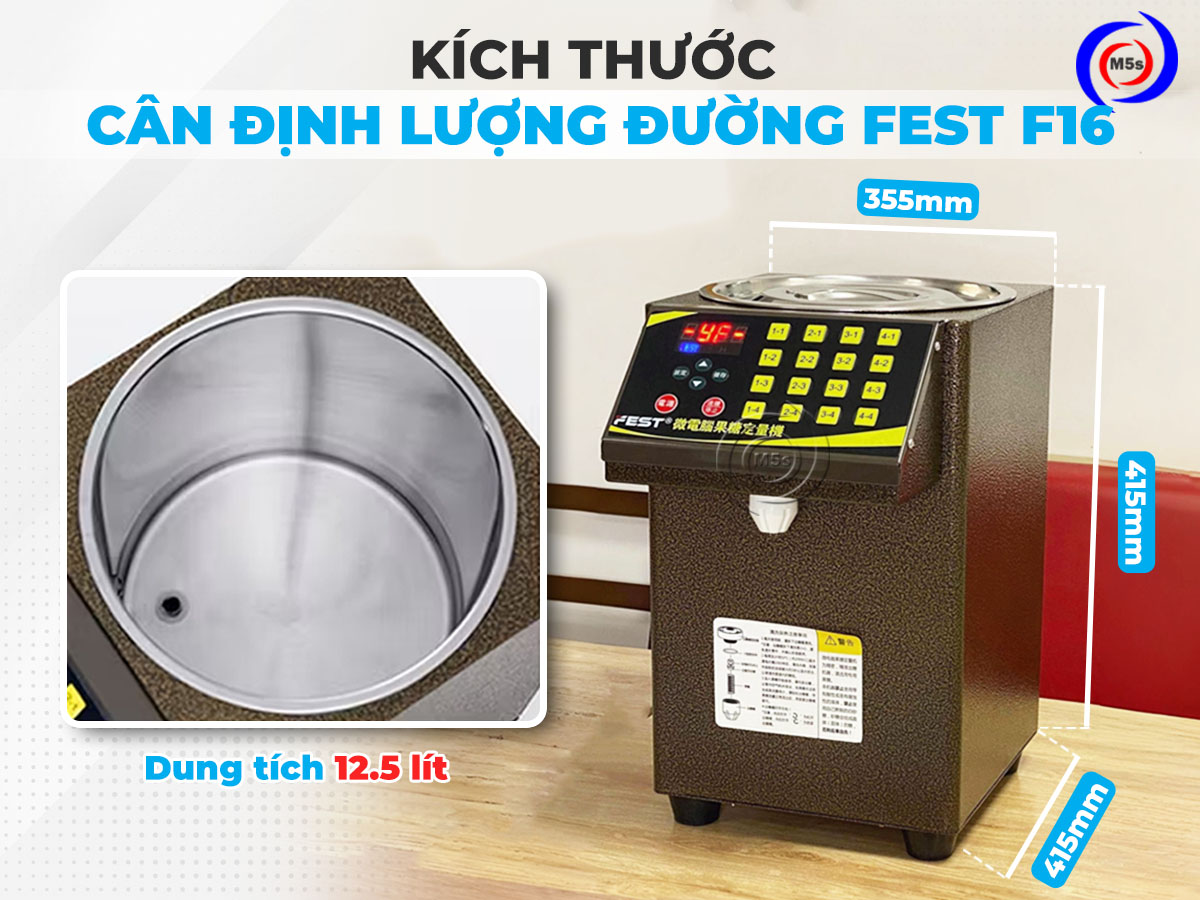 Kích thước máy định lượng đường FEST F16