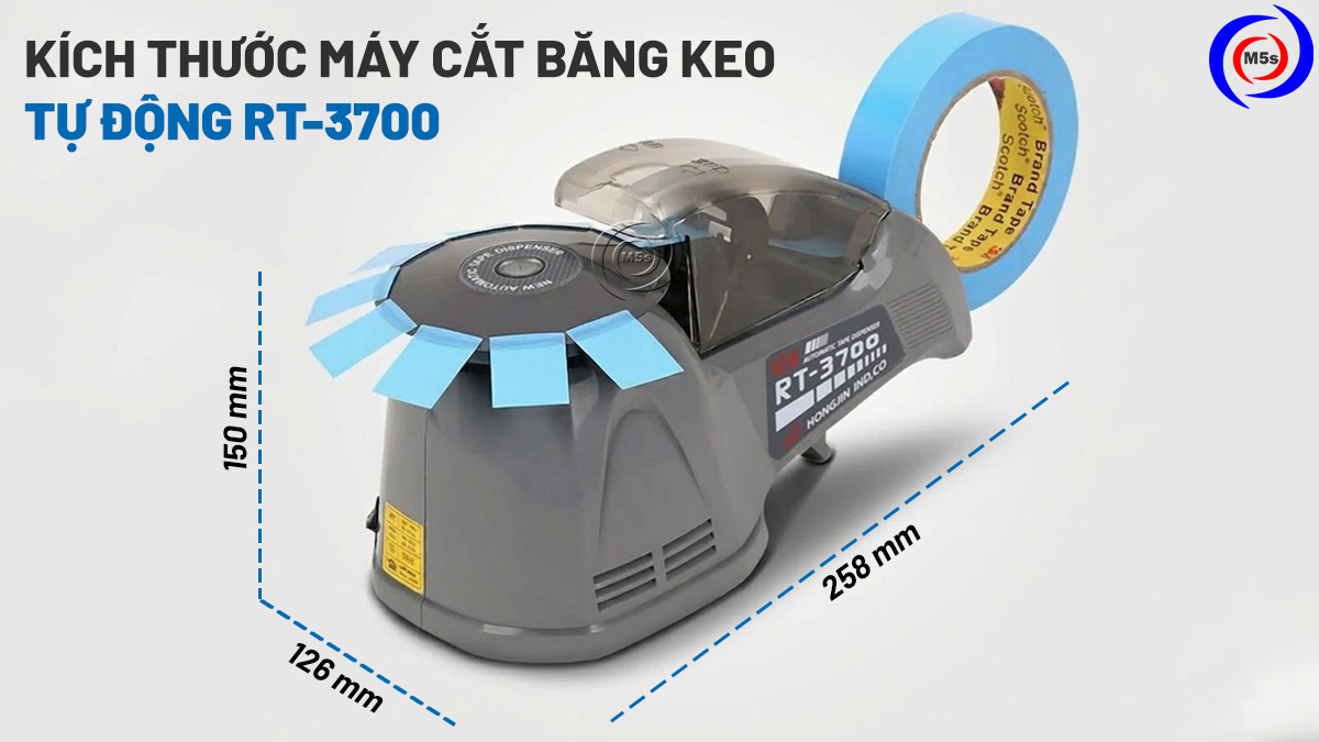 kích thước máy cắt băng keo tự động RT-3700