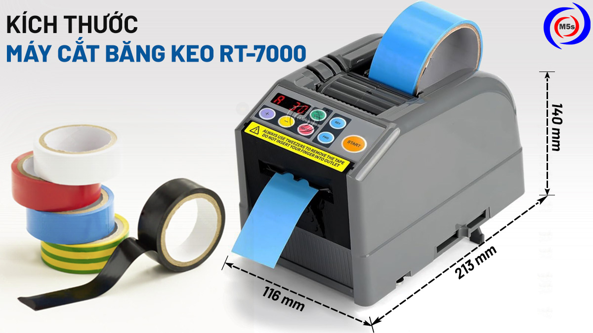 kích thước máy cắt băng keo RT-7000