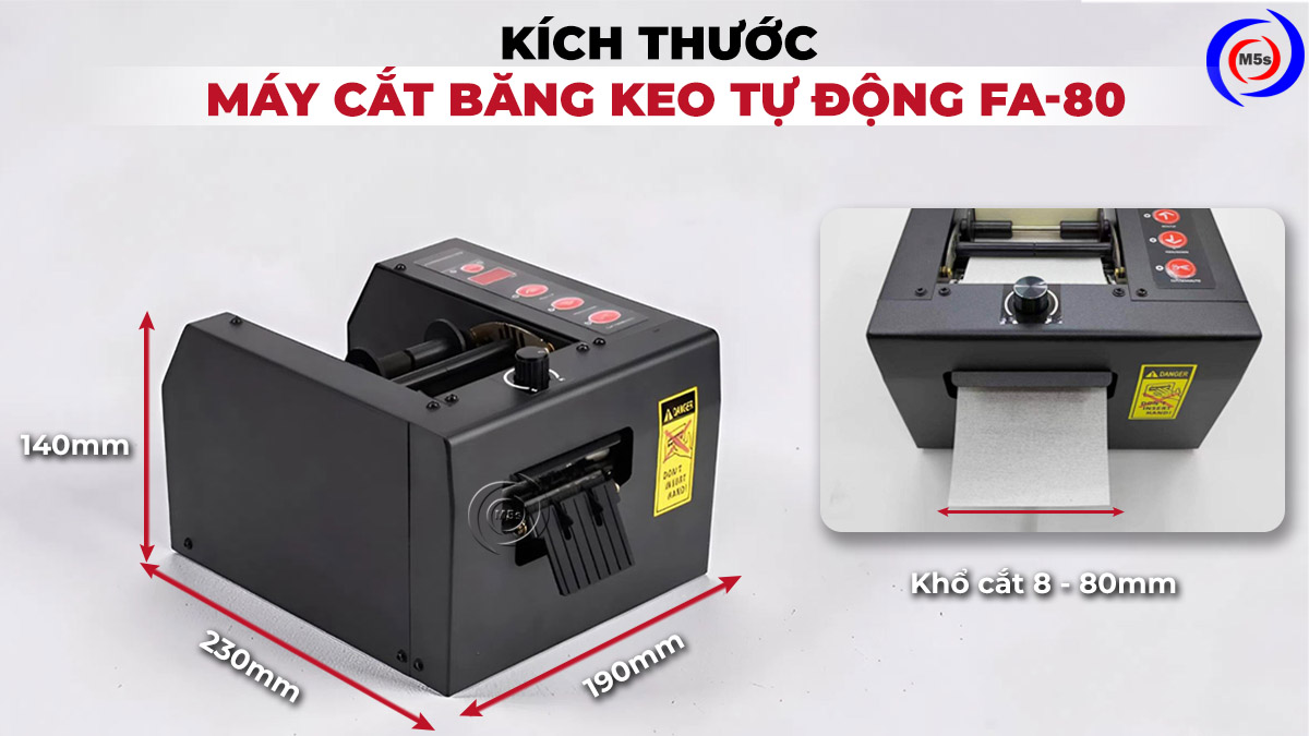 kích thước máy cắt băng keo tự động FA-80