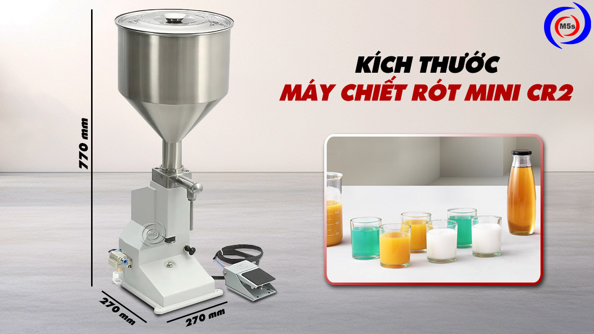 Kích thước máy chiết rót mini cr2