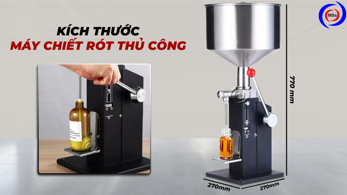 Kích thước máy chiết rót thủ công cr3