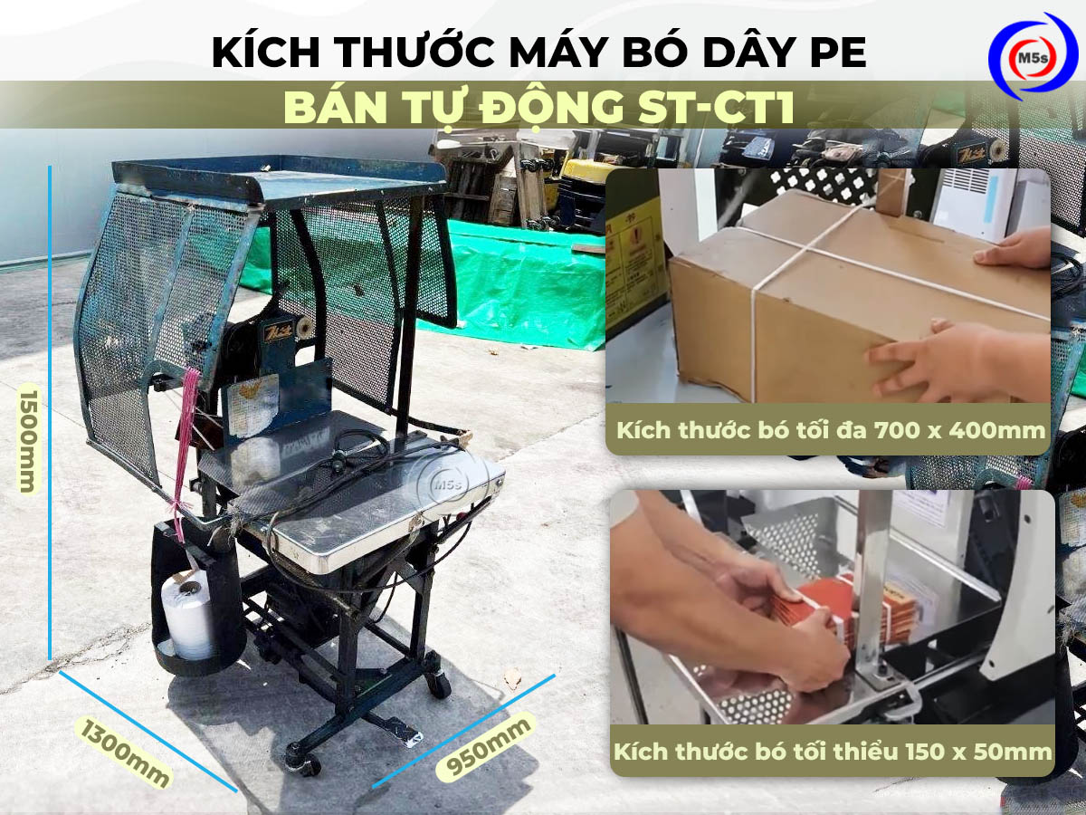 Kích thước máy bó dây PE bán tự động ST-CT1 Kích thước máy bó dây PE bán tự động ST-CT1