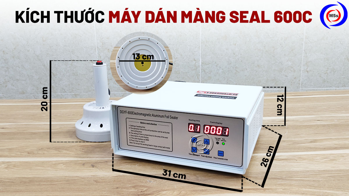 Kích thước máy dán màng seal 600C