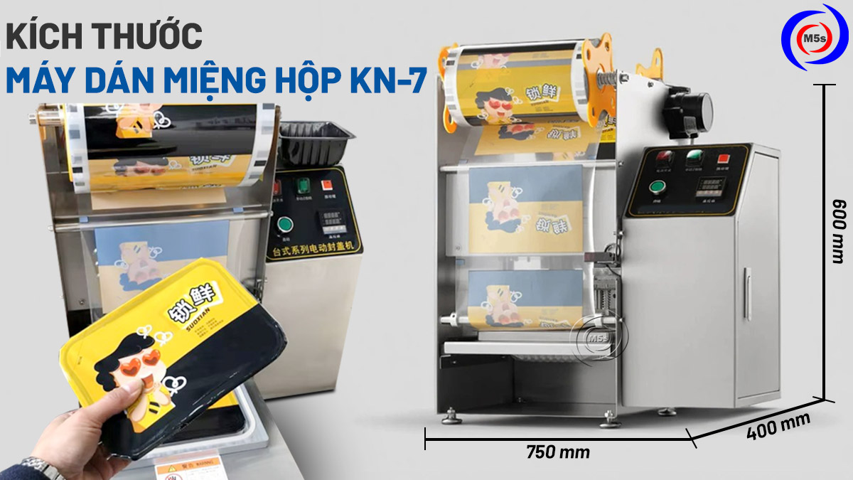 Kích thước máy dán miệng hộp KN-7