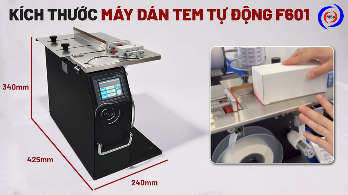 kích thước máy dán tem tự động F601