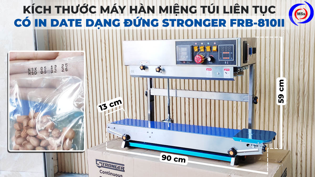 kích thước máy hàn túi dạng đứng có in date FRB-810II