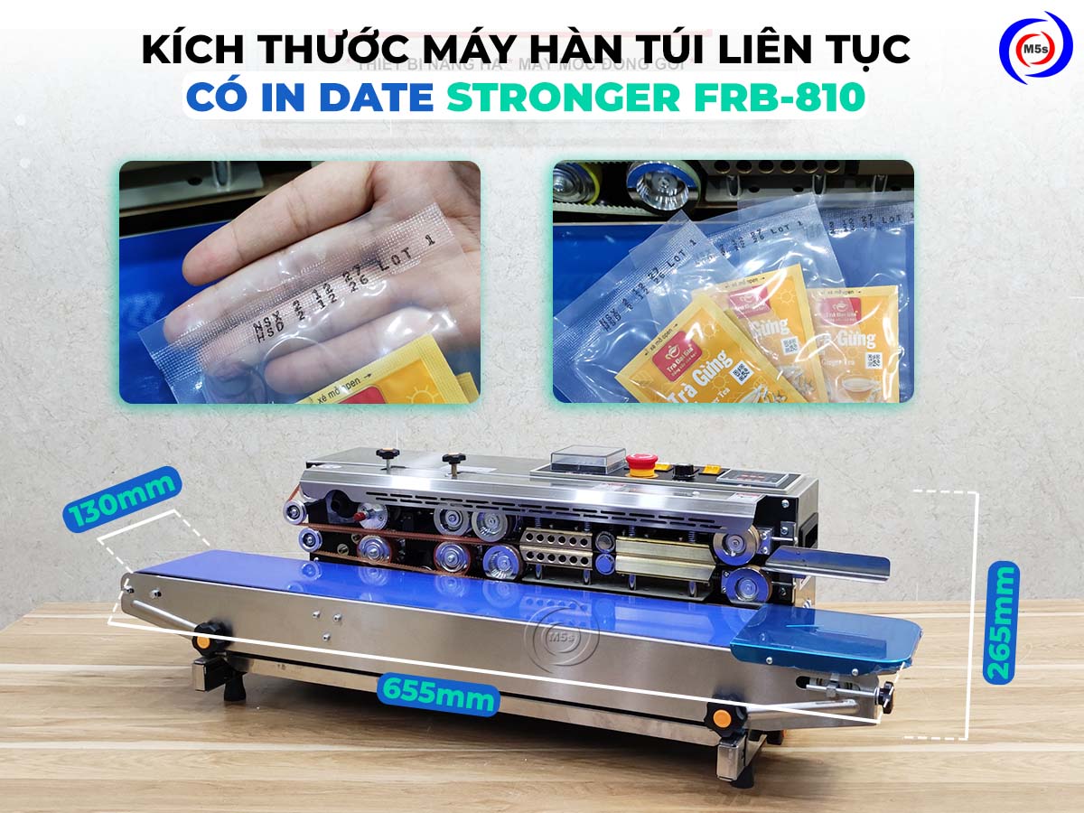 Kích thước máy dán miệng túi có in date FRB-810 Kích thước máy dán miệng túi có in date FRB-810