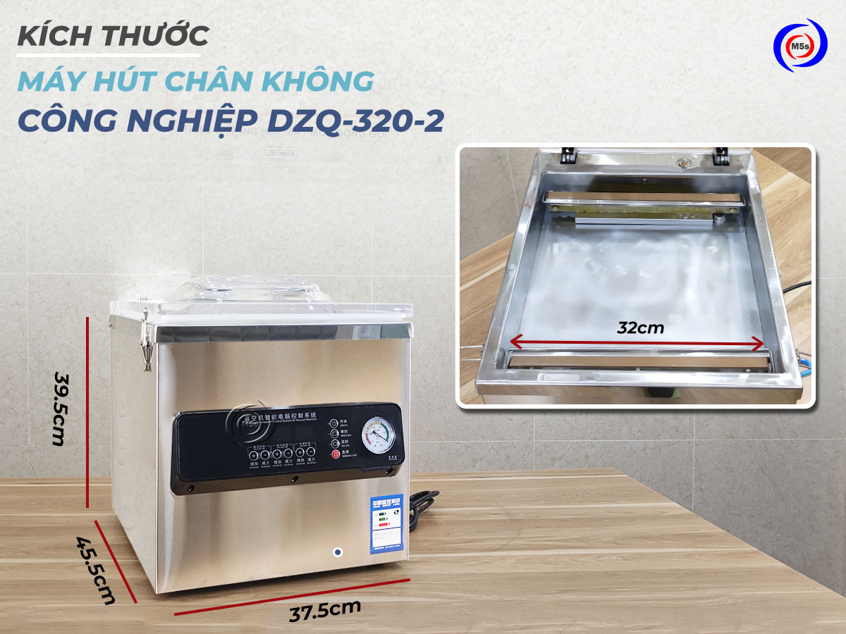 Kích thước máy hút chân không DZQ320-2 2 thanh hàn