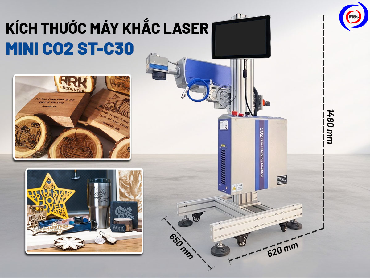 Kích thước máy khắc laser co2 st-c30