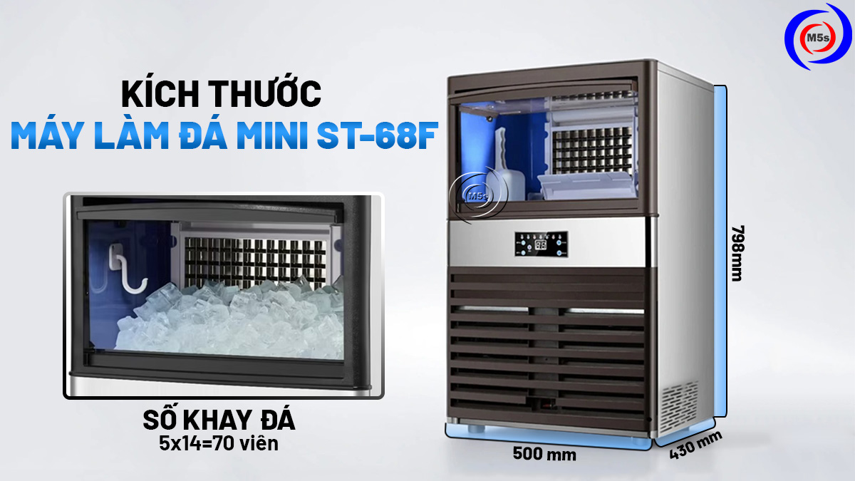 Kích thước máy làm đá mini ST-68F Kích thước máy làm đá mini ST-68F