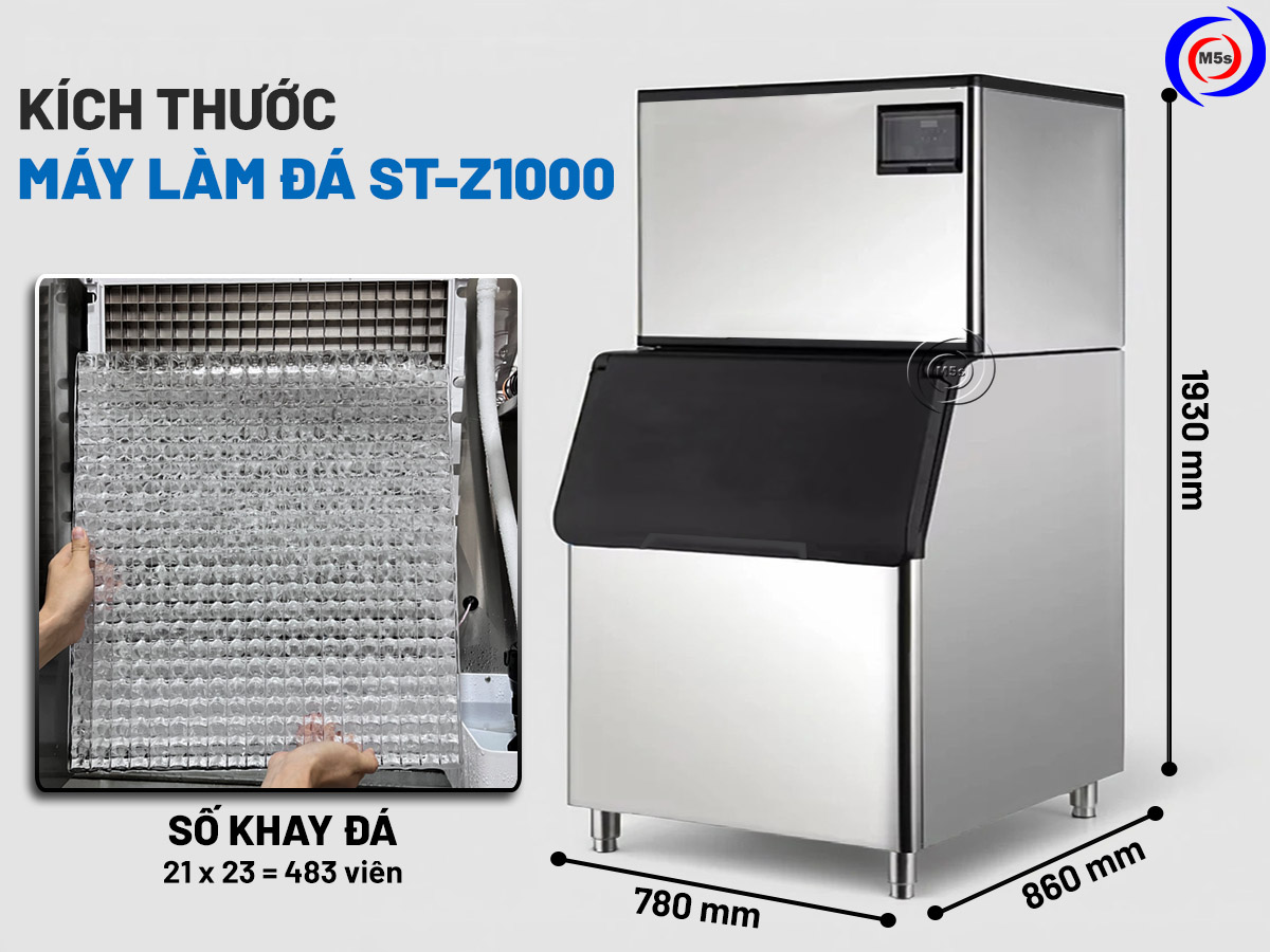 Kích thước máy làm đá viên ST-Z1000