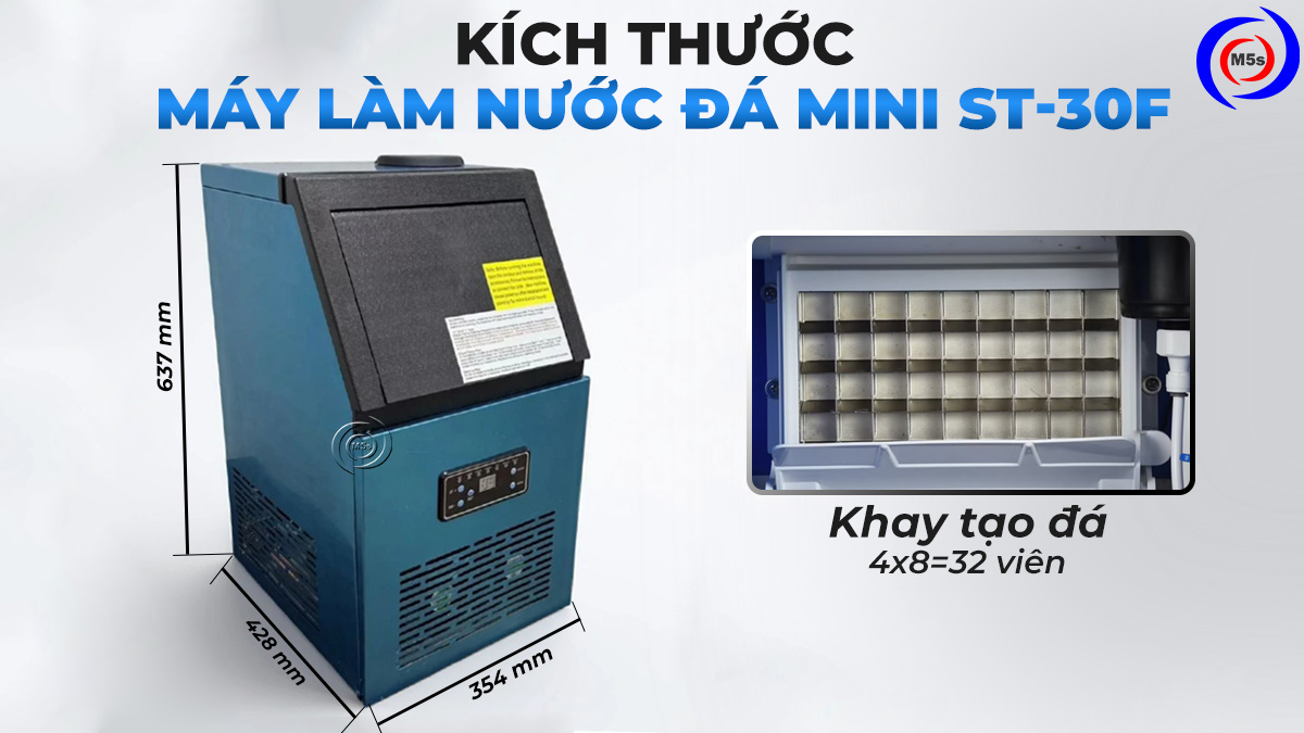 Kích thước máy làm nước đá mini ST-30F