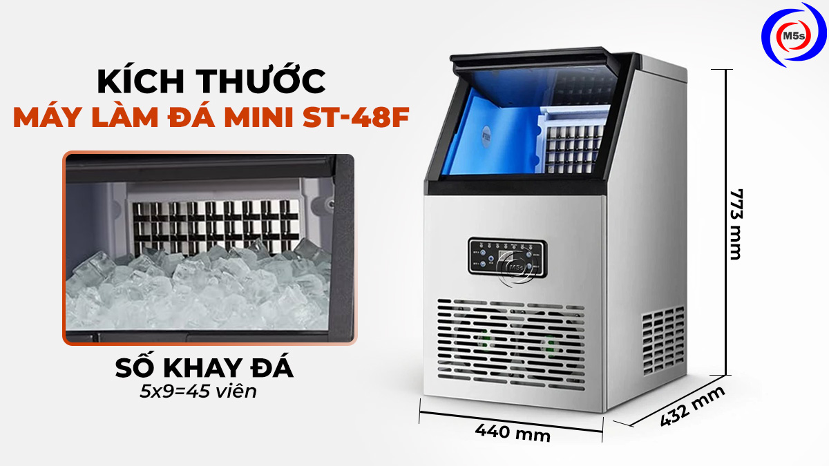 Kích thước máy làm đá mini ST-48F Kích thước máy làm đá mini ST-48F
