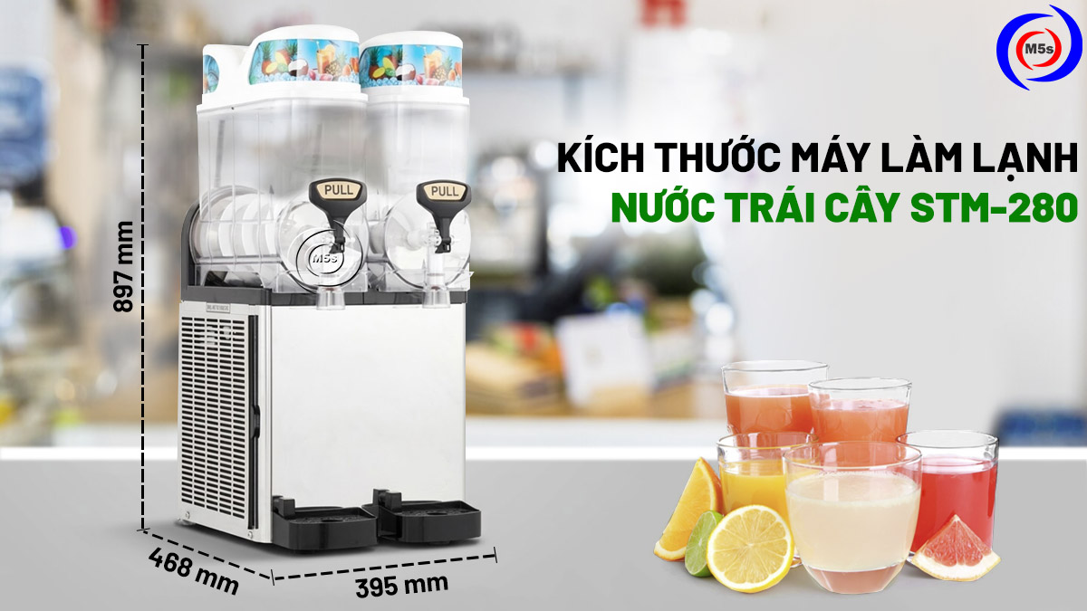 kích thước máy làm lạnh nước trái cây STM-280