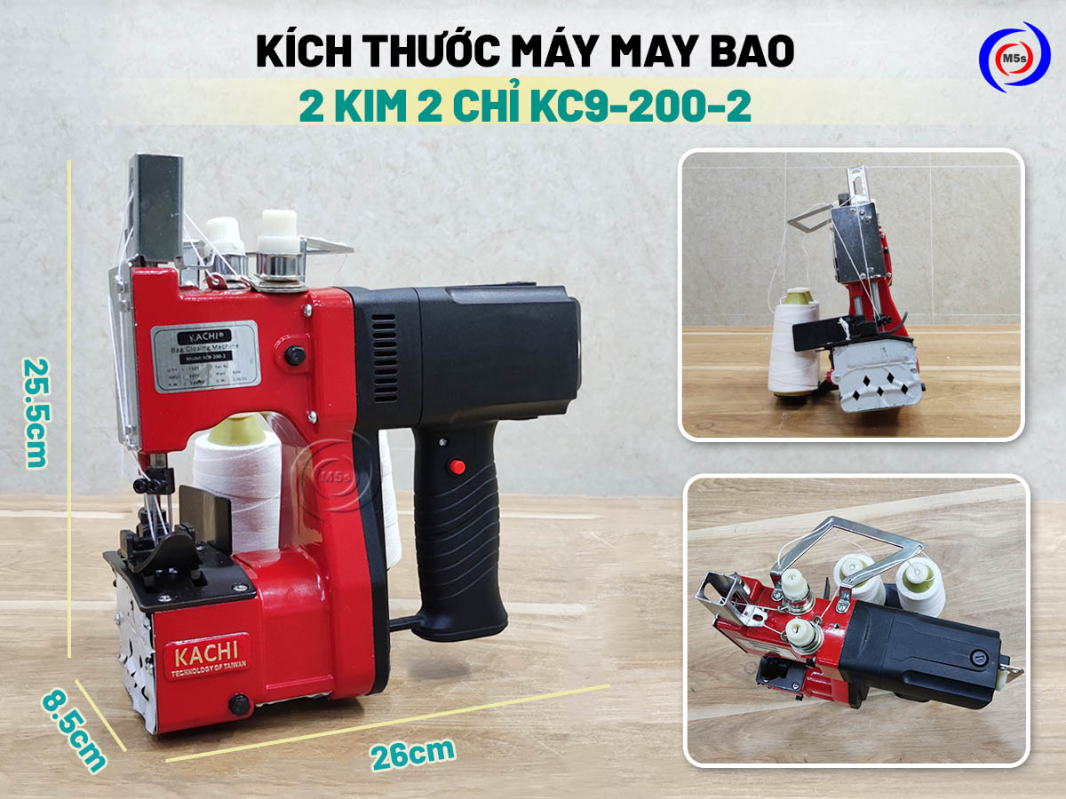 kích thước máy khâu bao cầm tay Kachi KC9-200-02