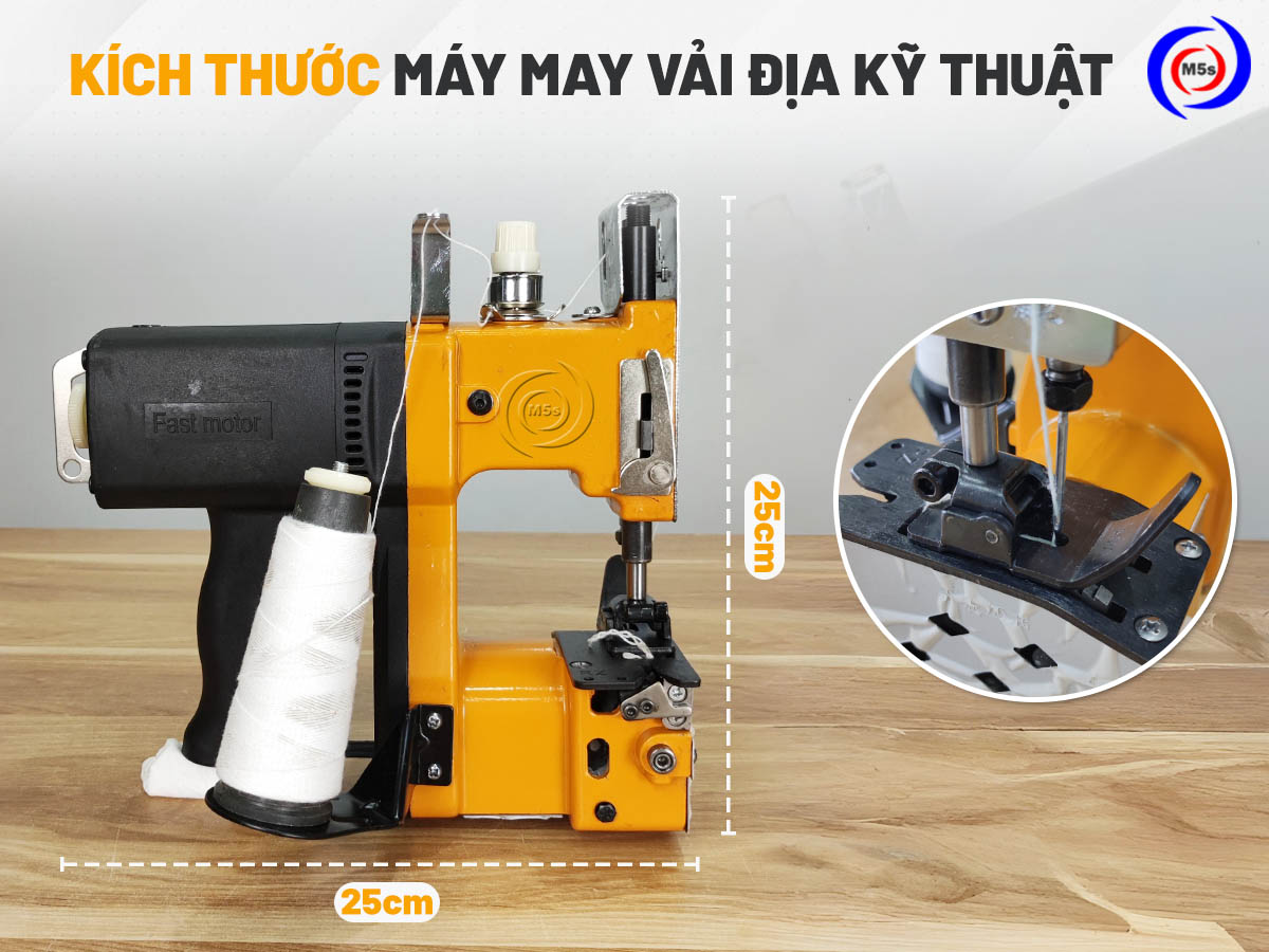 Kích thước máy may vải địa kỹ thuật dùng điện