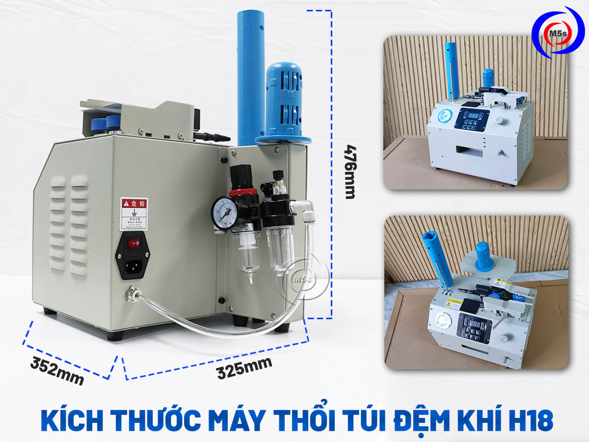 kích thước của máy thổi túi đệm khí H18