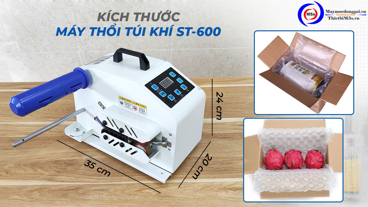 Kích thước máy thổi túi khí ST-600