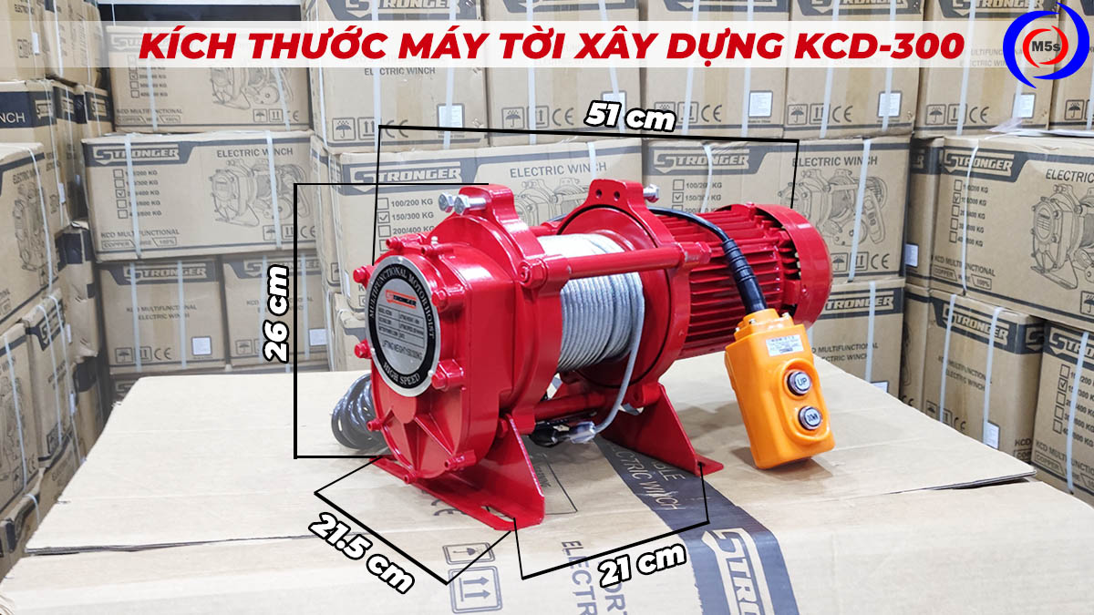 Kích thước máy tời điện xây dựng KCD-300