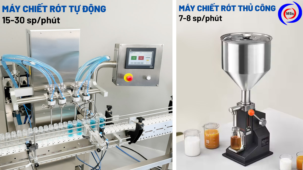 Máy chiết rót tự động và máy chiết rót thủ công