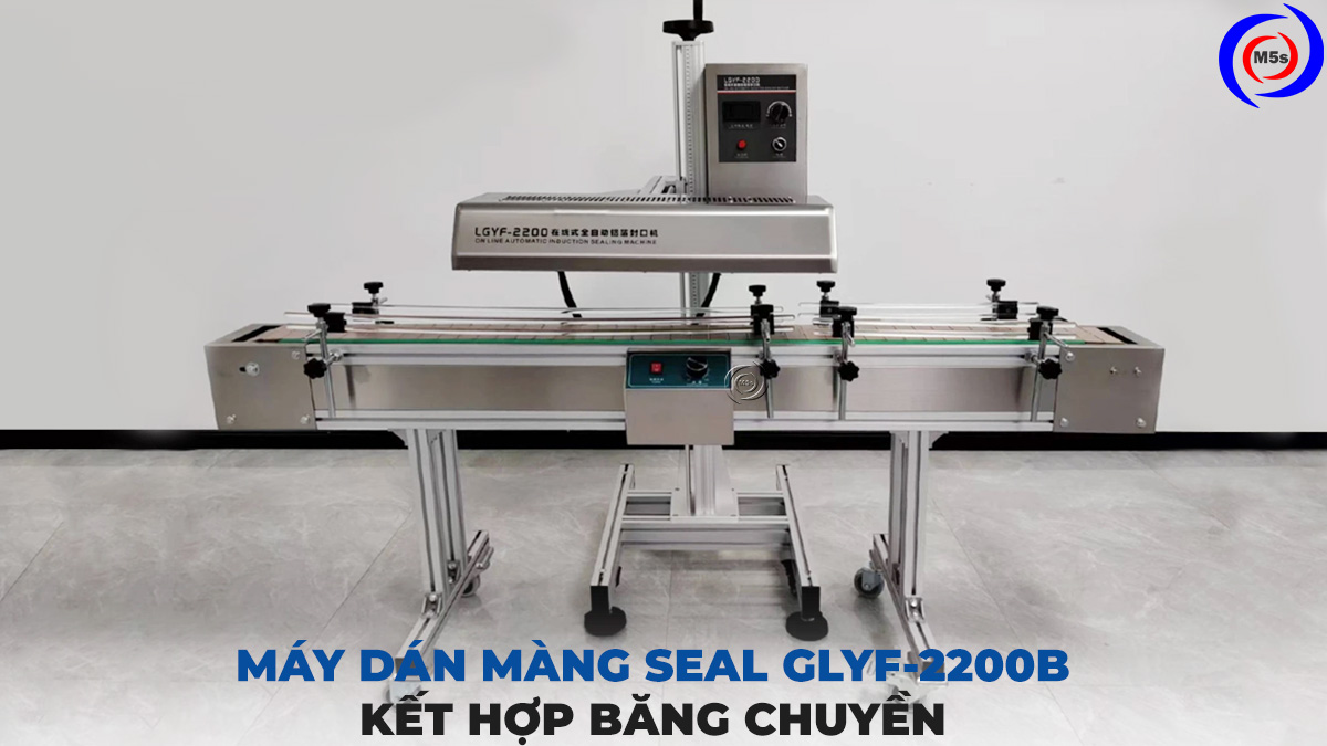 Máy dán màng seal lgyd-2200b kết hợp băng chuyền