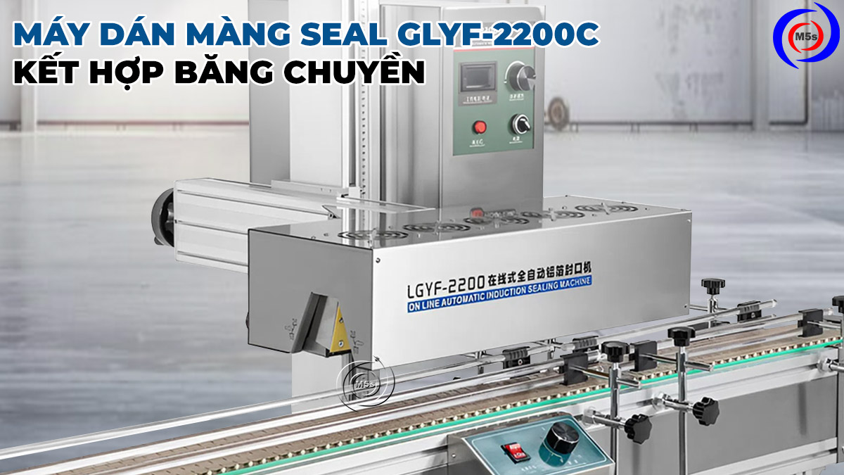 Máy dán màng seal GLYF-2200C kết hợp băng chuyền