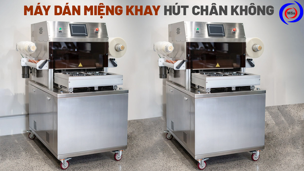 Máy dán miệng khay nhôm hút chân không Máy dán miệng khay nhôm hút chân không