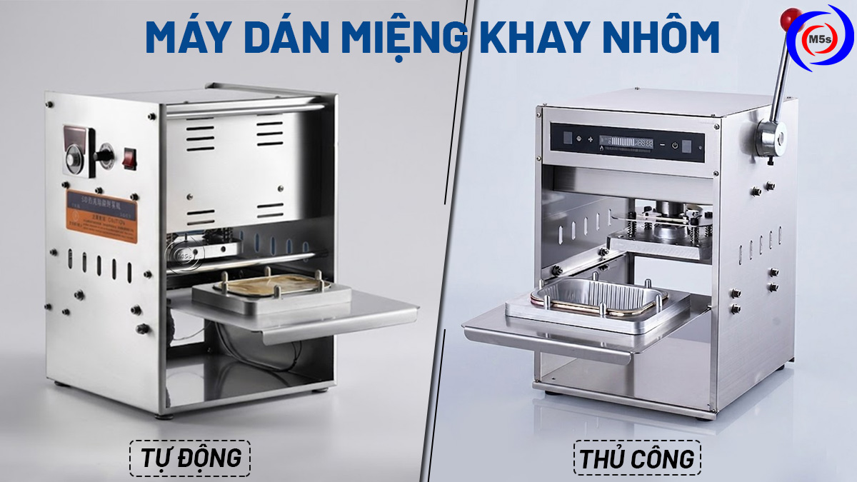 máy dán miệng khay nhôm tự động và thủ công máy dán miệng khay nhôm tự động và thủ công