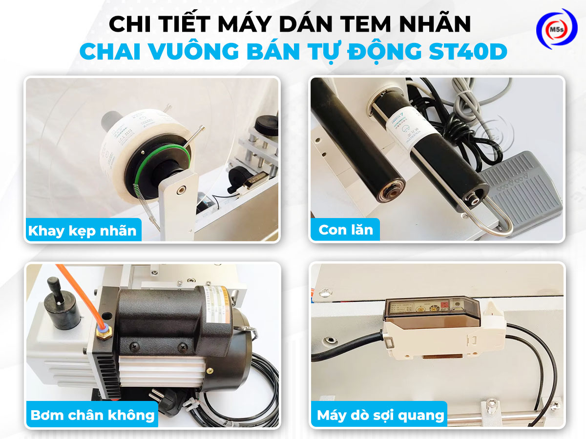 Máy dán tem nhãn decal chai dẹp ST-40D