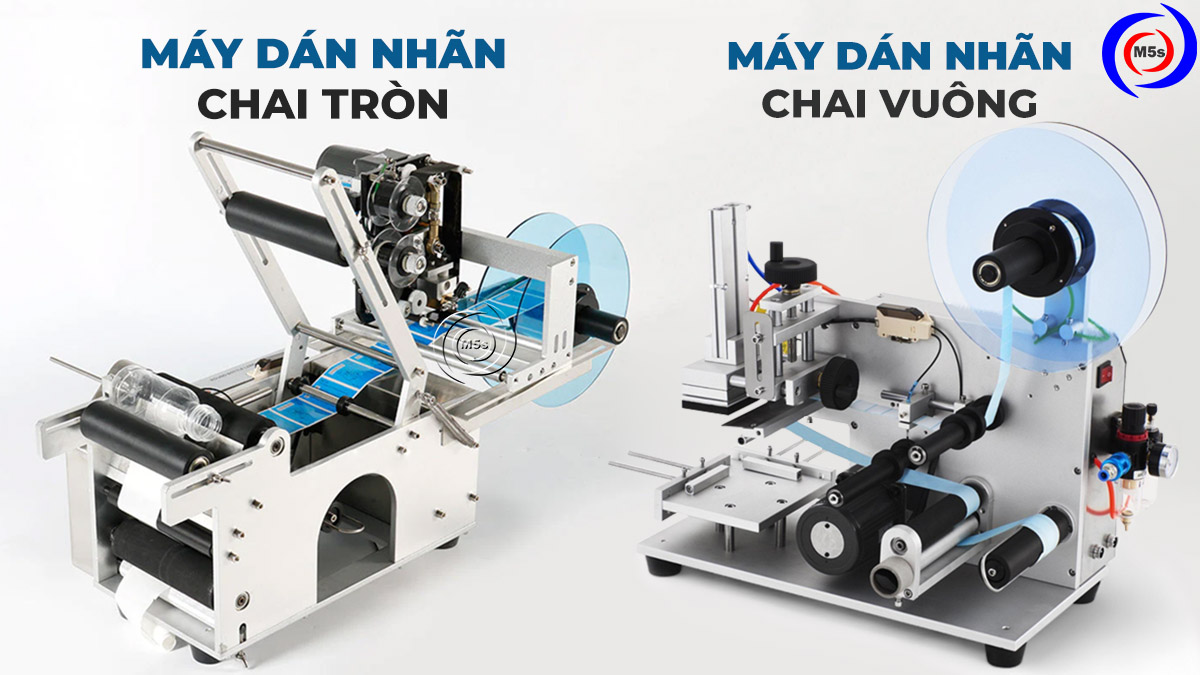 Máy dán nhãn chai tròn và máy dán chai vuông
