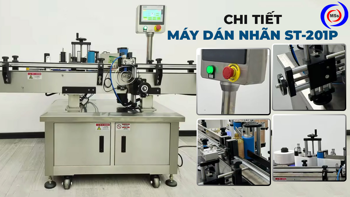 Máy dán tem nhãn chai lọ tự động ST-201P