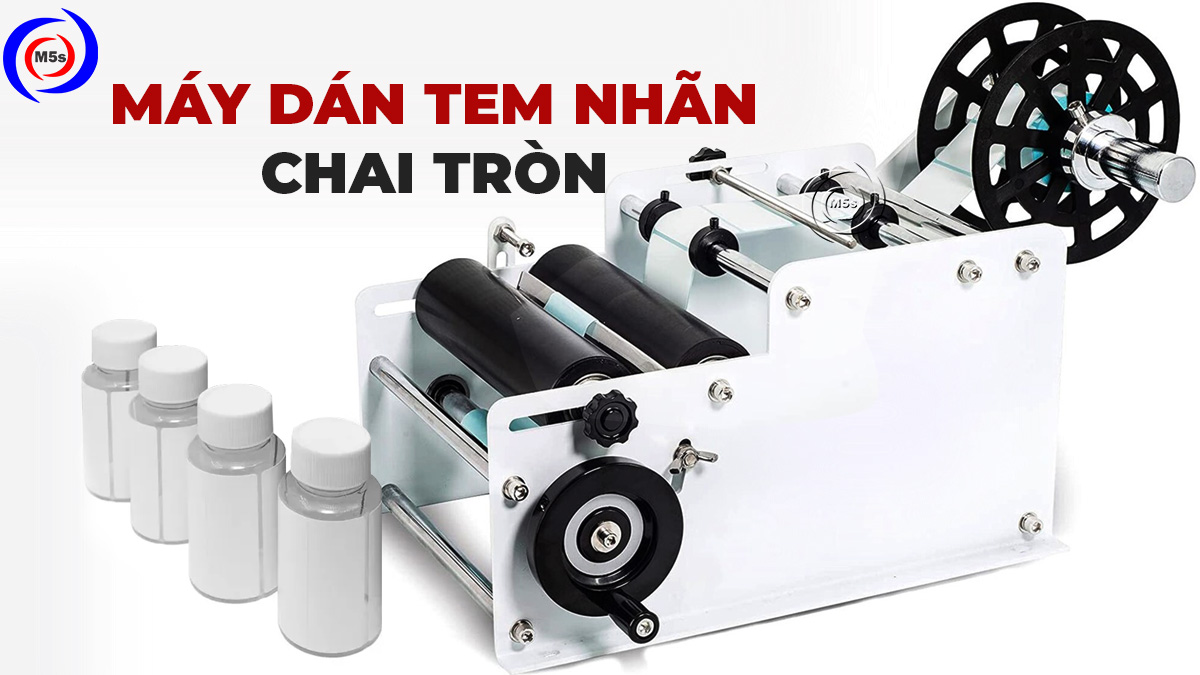 Máy dán tem nhãn chai tròn
