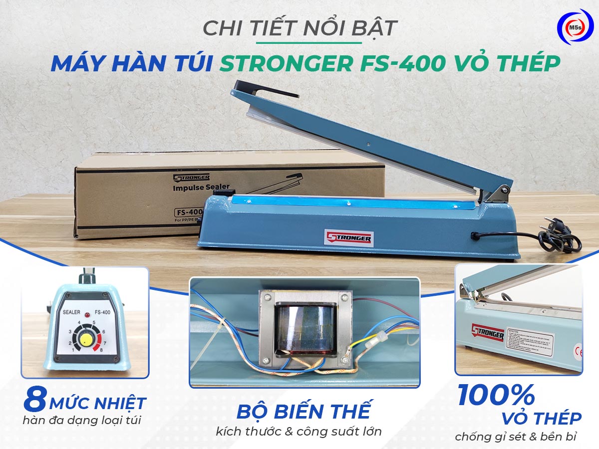 Ưu điểm máy hàn túi dập tay FS-400 Stronger vỏ thép Ưu điểm máy hàn túi dập tay FS-400 Stronger vỏ thép