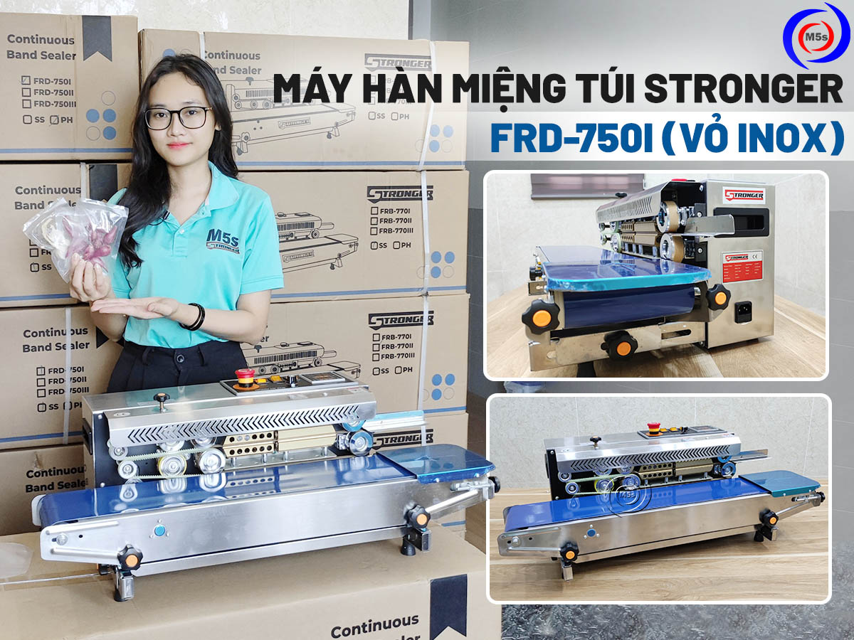 Máy hàn miệng túi liên tục Stronger FRD-750I vỏ inox