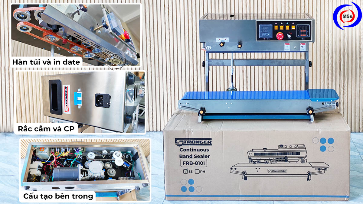 máy dán miệng túi dạng đứng có in date FRB-810I