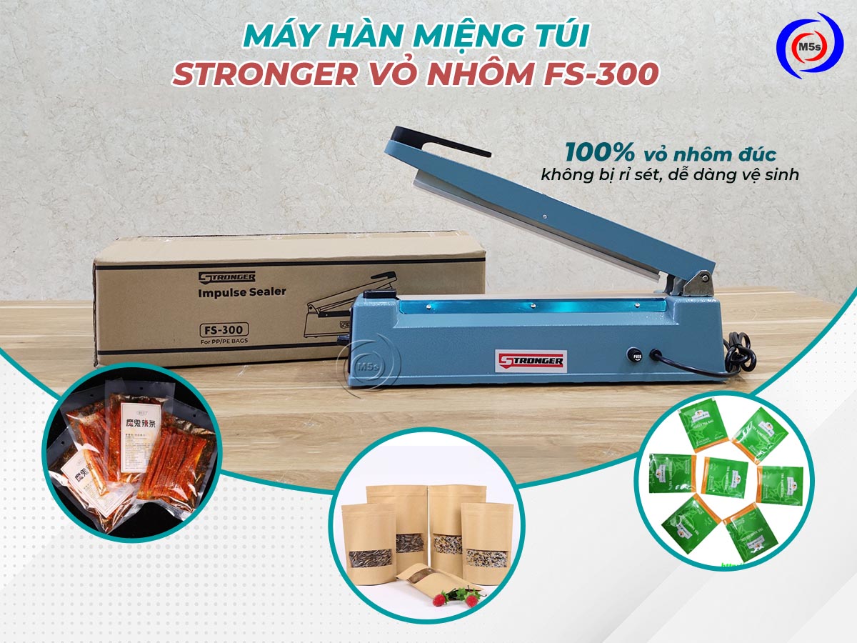Máy hàn túi nilon dập tay FS-300 vỏ nhôm